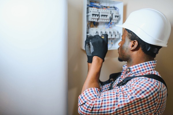 african american electrician repairing electricity 600nw 2393271181