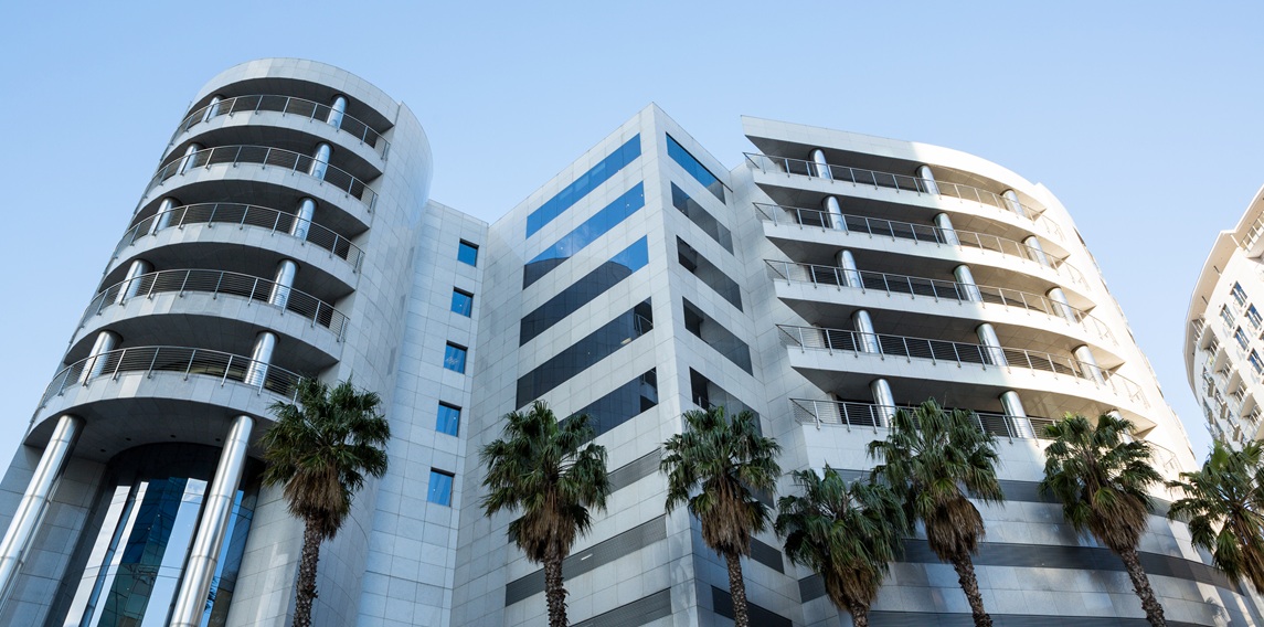About office buildings in city with modern architecture